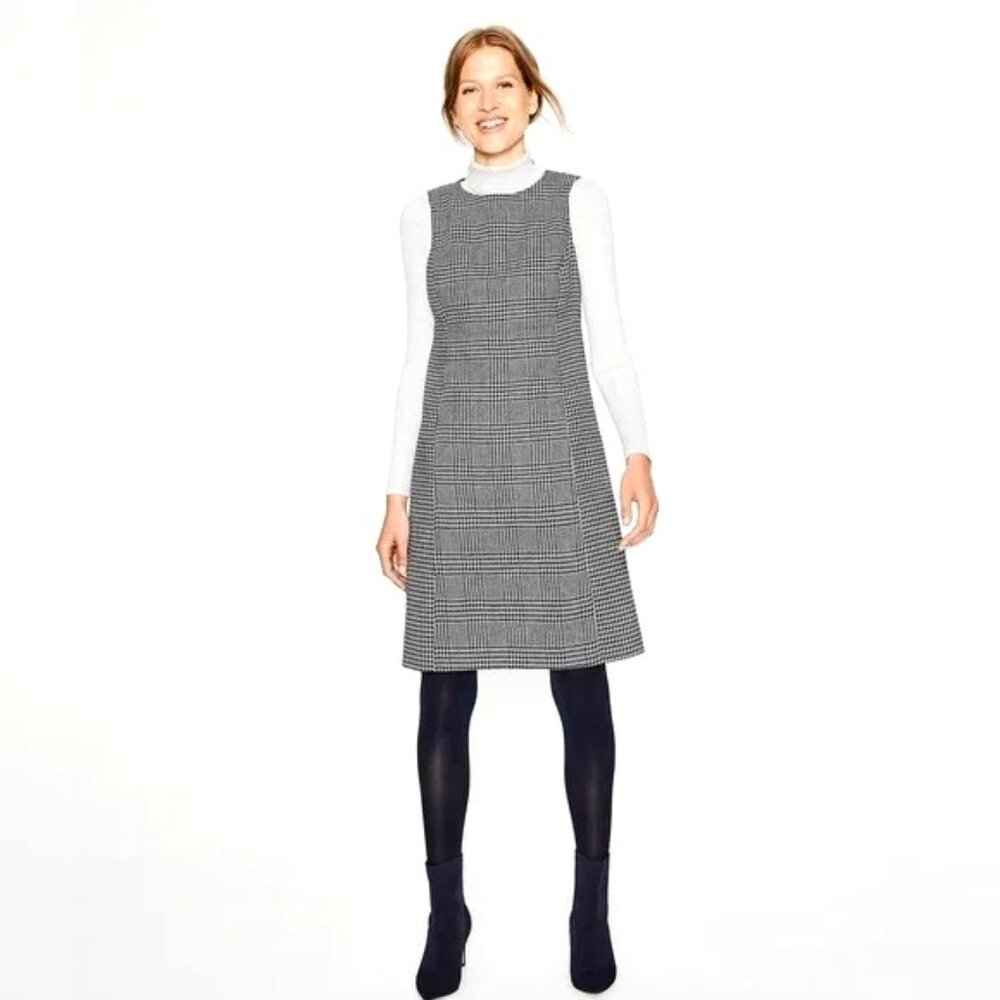 BODEN Rosie British Tweed Dress 4P - Navy Blue & Ivory
